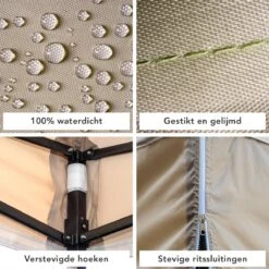 LifeGoods Partytent - 3x3 M - Zijwanden - Easy Up - Opvouwbaar - Waterdicht - Draagtas Met Wieltjes - Beige -Tuinmeubelen Winkel 1200x1200 838