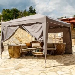 Easy Up Partytent - Partytent - Paviljoen - Partytent Opvouwbaar - Partytent 3x3 - Partytent Met Zijwanden - Inclusief Trolley - Waterdicht - UV 50+ Bescherming - Met Ramen - 16 Kg - Staal - Antraciet - 300 X 300 Cm -Tuinmeubelen Winkel 1200x1200 844