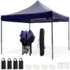 LifeGoods Partytent - 3x3 M - Easy Up - Opvouwbaar - Waterdicht - Draagtas Met Wieltjes - Donkerblauw -Tuinmeubelen Winkel 1200x1200 850