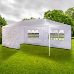 MaxxGarden Partytent - Paviljoen - 300 X 600 X 250 Cm - Met Zijwanden - Waterdicht Pro - 32mm Buizen – Wit -Tuinmeubelen Winkel 1200x1200 860