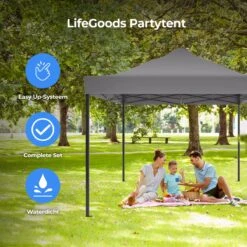 LifeGoods Partytent - 3x4.5 M - Zijwanden - Easy Up - Opvouwbaar - Waterdicht - Draagtas Met Wieltjes - Donkergrijs -Tuinmeubelen Winkel 1200x1200 873
