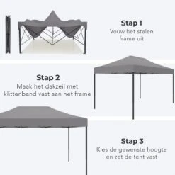 LifeGoods Partytent - 3x4.5 M - Zijwanden - Easy Up - Opvouwbaar - Waterdicht - Draagtas Met Wieltjes - Donkergrijs -Tuinmeubelen Winkel 1200x1200 874