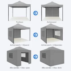 LifeGoods Partytent - 3x4.5 M - Zijwanden - Easy Up - Opvouwbaar - Waterdicht - Draagtas Met Wieltjes - Donkergrijs -Tuinmeubelen Winkel 1200x1200 877
