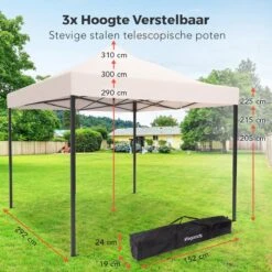 LifeGoods Partytent - 3x3 M - Easy Up - Opvouwbaar - Waterdicht - Draagtas Met Wieltjes - Beige 13 LifeGoods Partytent - 3x3 M - Easy Up - Opvouwbaar - Waterdicht - Draagtas Met Wieltjes - Beige -Tuinmeubelen Winkel 1200x1200 908