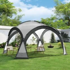 Pro-Tec Paviljoen Grästorp Met LED-verlichting 345x345x247 Cm Donkergrijs -Tuinmeubelen Winkel 1200x1200 923