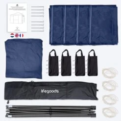 LifeGoods Partytent - 3x4.5 M - Zijwanden - Easy Up - Opvouwbaar - Waterdicht - Draagtas Met Wieltjes - Donkerblauw 21 LifeGoods Partytent - 3x4.5 M - Zijwanden - Easy Up - Opvouwbaar - Waterdicht - Draagtas Met Wieltjes - Donkerblauw -Tuinmeubelen Winkel 1200x1200 949