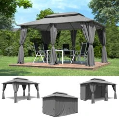 El Jardin - Partytent - 4x3 - Waterdicht Dak - Wanden - Solar - Antraciet Paviljoen -Tuinmeubelen Winkel 1200x1200 962