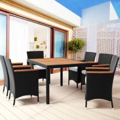 Deuba Polyrattan Tuinset Verona - 6 Stoelen + 1 Tafel Zwart -Tuinmeubelen Winkel 1200x1200 980