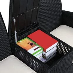 Casaria Tuinbank Polyrattan – 2 Zitter Incl. Tafel & Kussens – Zwart -Tuinmeubelen Winkel 1200x1200 986