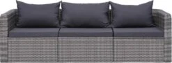 VidaXL 3-delige Loungeset Met Kussens Poly Rattan Grijs -Tuinmeubelen Winkel 1200x442