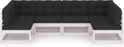 Decoways - 6-delige Loungeset Met Kussens Massief Grenenhout Wit -Tuinmeubelen Winkel 1200x457