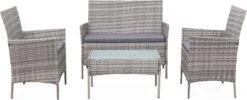 Alice's Garden Loungeset Moltès - 4 Plaatsen - Wicker - Kleine Set - Tinten Grijs/grijs -Tuinmeubelen Winkel 1200x484