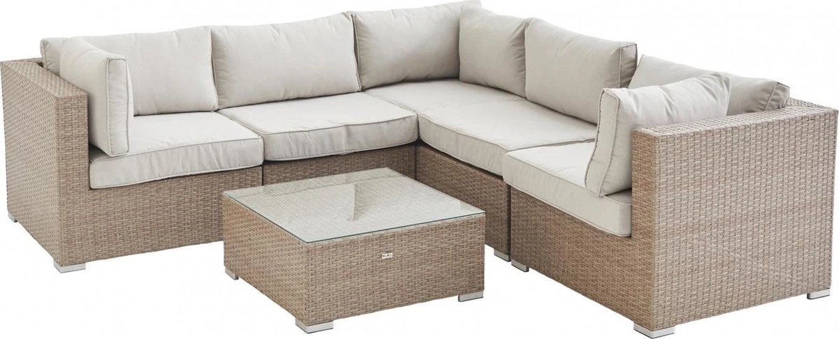 Alice's Garden Loungeset Napoli - 5 Plaatsen - Wicker - 6 Elementen - Beige/Beige 4 Alice's Garden Loungeset Napoli - 5 Plaatsen - Wicker - 6 Elementen - Beige/Beige - Afbeelding 2