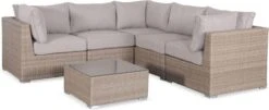 Premium Loungeset - VITTORIA - Rond Wicker– 5 Plaatsen, Naturel/beige
