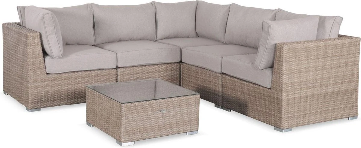 Premium Loungeset - VITTORIA - Rond Wicker– 5 Plaatsen, Naturel/beige 3 Premium Loungeset - VITTORIA - Rond Wicker– 5 Plaatsen, Naturel/beige