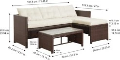 Teamson Home 3-Delig Hoek Loungeset - Tuinmeubelen - Tuinbank - Omvat Tafel En Kussens - Rotan - Bruin/Wit -Tuinmeubelen Winkel 1200x603 3