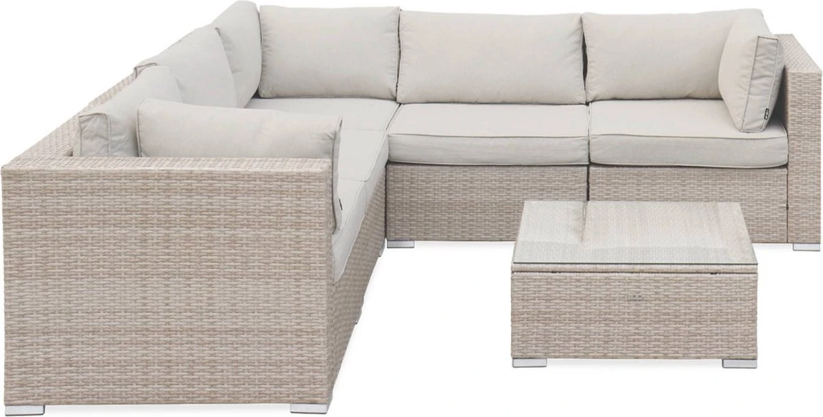 Alice's Garden Loungeset Napoli - 5 Plaatsen - Wicker - 6 Elementen - Beige/Beige 5 Alice's Garden Loungeset Napoli - 5 Plaatsen - Wicker - 6 Elementen - Beige/Beige - Afbeelding 3