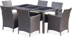 Alice's Garden Tuinset Tavola 6 - 150x90x74 - 6 Plaatsen - Wicker - Bruin/Ecru -Tuinmeubelen Winkel 1200x614
