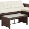 Teamson Home 3-Delig Hoek Loungeset - Tuinmeubelen - Tuinbank - Omvat Tafel En Kussens - Rotan - Bruin/Wit -Tuinmeubelen Winkel 1200x627