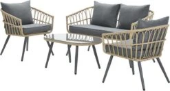 Garden Impressions Franklin Loungeset 4-delig - Wicker - Carbon Black/mystic Grey -Tuinmeubelen Winkel 1200x646