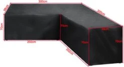 BOTC Tuinbank Beschermhoes - Beschermhoes Voor Hoekbank - Premium Tuinbank Beschermhoes - L-vorm - 300/98 X 300/98 X 70cm - Zwart -Tuinmeubelen Winkel 1200x655