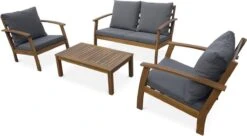 Houten Loungeset 4 Plaatsen - Ushuaïa - Grijs Kussens, Bank, Fauteuils En Lage Tafel Van Acacia, Design -Tuinmeubelen Winkel 1200x659 4