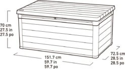 Keter Denali Opbergbox - 570L - 151,7x72,5x70cm - Grijs -Tuinmeubelen Winkel 1200x668