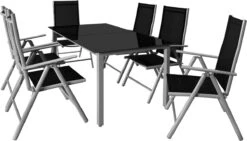 Casaria Alumunium Tuinset Bern - 6 Stoelen + 1 Tafel – Zilver