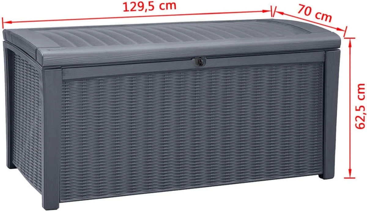 Keter - Borneo Opbergbox - 416 Liter - 129.5 X 62.5 X 70 Cm - Antraciet 11 Keter - Borneo Opbergbox - 416 Liter - 129.5 X 62.5 X 70 Cm - Antraciet - Afbeelding 9