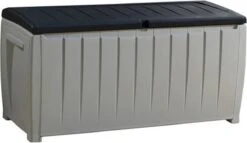 Keter Novel Opbergbox - 340L - 124x55x62.5cm - Grijs -Tuinmeubelen Winkel 1200x696 2
