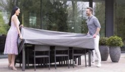 Weersbestendige Beschermhoes Tuinset | 245 X 150 X 95 Cm | Premium | Waterproof | TÜV Rheinland Gecertificeerd | Hoes Voor Tuin | Waterdicht | Solution Dyed (verkleuring Onmogelijk) | Grijs / Antraciet -Tuinmeubelen Winkel 1200x696