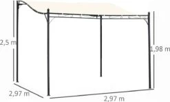Outsunny Pergola Partytent Paviljoen Overkapping Tent Metaal Crème 297x297 Cm 84C-038 -Tuinmeubelen Winkel 1200x717 4