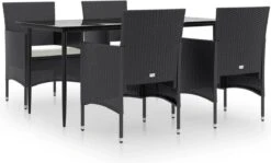VidaXL 5-delige Tuinset Met Kussens Zwart -Tuinmeubelen Winkel 1200x723 1