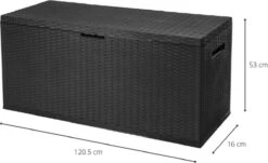 Verrijdbare Tuinkussen Opbergbox - Rattan Look - Zwart - 350 Liter -Tuinmeubelen Winkel 1200x733 3