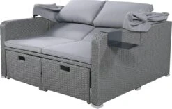 Polyrattan Patio Rieten Meubels Set Voor 2 Personen-Outdoor Rattan Sofa Set Met Intrekbare Luifel-lounge Bank-PE Rotan Loveseat Voor Achtertuin Veranda Tuin Zwembad Balkon-grijs -Tuinmeubelen Winkel 1200x761