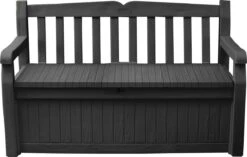 Keter Eden Garden Bench Opbergbank - 265L - 140x60x84cm - Zwart/Grijs -Tuinmeubelen Winkel 1200x763