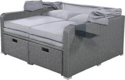 Polyrattan Patio Rieten Meubels Set Voor 2 Personen-Outdoor Rattan Sofa Set Met Intrekbare Luifel-lounge Bank-PE Rotan Loveseat Voor Achtertuin Veranda Tuin Zwembad Balkon-grijs -Tuinmeubelen Winkel 1200x769