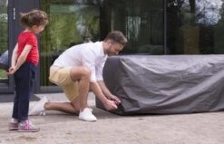 Weersbestendige Beschermhoes Voor Hoekbank | 250/90 X 250/90 X 70 Cm (L-vorm) - Tuinbank / L-Vorm -Waterdicht - Grijs -Tuinmeubelen Winkel 1200x772