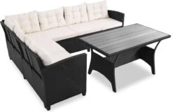 Casaria Polyrattan Tuinset - 15 Delig Voor 6 Personen – Crème Zwart -Tuinmeubelen Winkel 1200x779 7