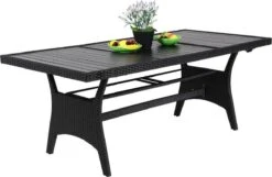 Casaria Polyrattan Tuintafel - WPC Tafelblad 190x90x74 Cm – Zwart -Tuinmeubelen Winkel 1200x783 10