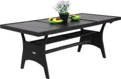 Casaria Polyrattan Tuintafel - WPC Tafelblad 190x90x74 Cm – Zwart -Tuinmeubelen Winkel 1200x784 1