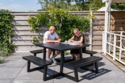 MaximaVida Vierkante Aluminium Picknicktafel Dex 215 Cm Zwart - Lage Instap -Tuinmeubelen Winkel 1200x800 151