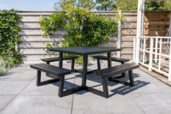 MaximaVida Vierkante Aluminium Picknicktafel Dex 215 Cm Zwart - Lage Instap -Tuinmeubelen Winkel 1200x800 152