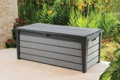 Keter Brushwood Opbergbox - Kussenbox - 455L - 145x69,7x60,3cm - Grafiet -Tuinmeubelen Winkel 1200x800 171