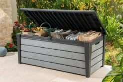 Keter Brushwood Opbergbox - Kussenbox - 455L - 145x69,7x60,3cm - Grafiet -Tuinmeubelen Winkel 1200x800 173