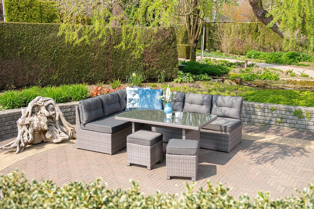 Garden Impressions Lapa Lounge Dining Set 5-delig - Wicker - Grijs 7 Garden Impressions Lapa Lounge Dining Set 5-delig - Wicker - Grijs - Afbeelding 5