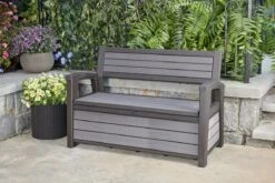 Keter - Hudson Bench Box - 2-zits Bank - Opbergbox - Hout Look & Feel - 227L - 138x63x89cm - Antraciet 23 Keter - Hudson Bench Box - 2-zits Bank - Opbergbox - Hout Look & Feel - 227L - 138x63x89cm - Antraciet -Tuinmeubelen Winkel 1200x800 49