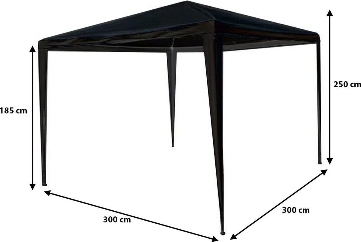 Partytent 3x3m Zwart Budget Zonder Zijwanden 4 Partytent 3x3m Zwart Budget Zonder Zijwanden - Afbeelding 2