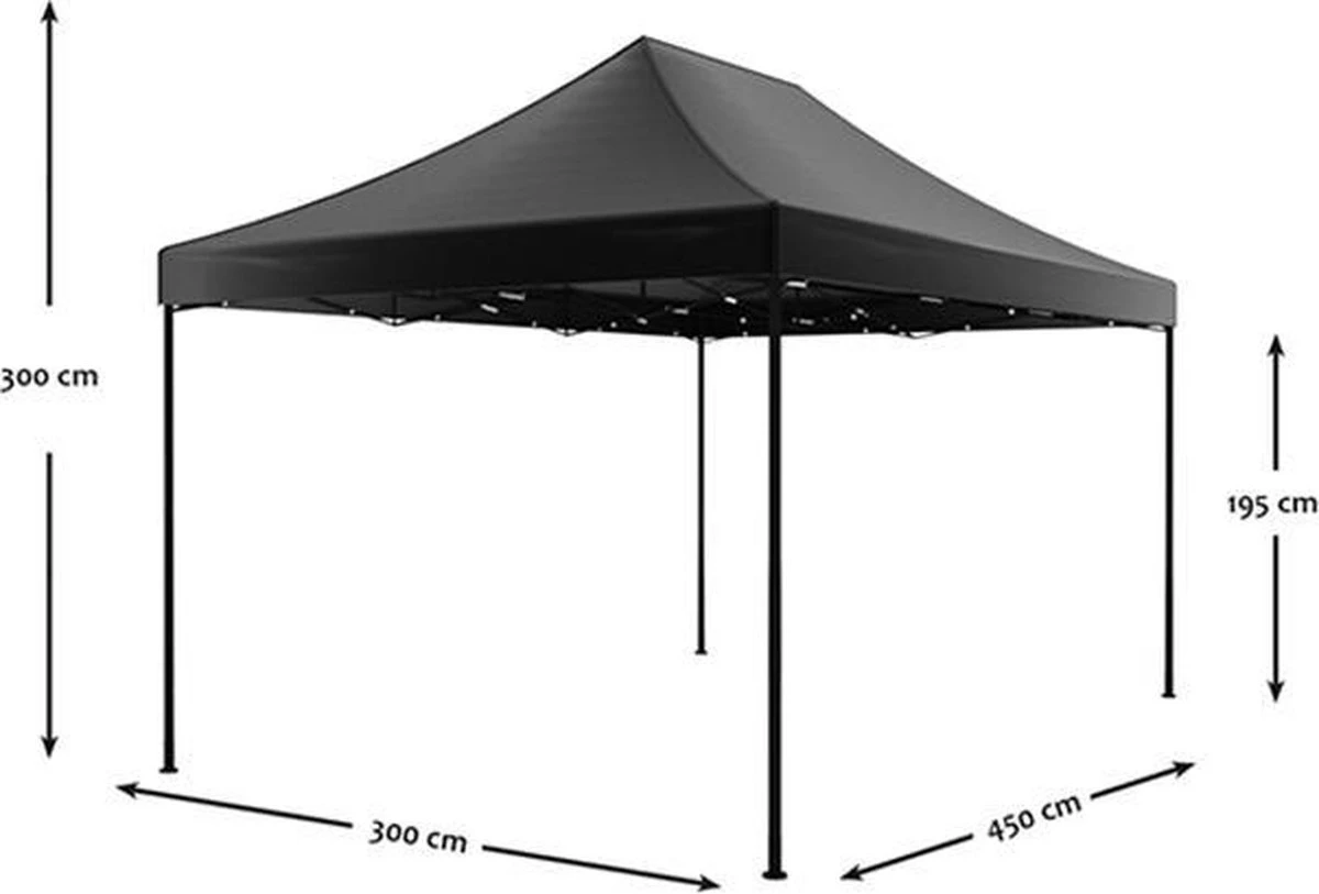 Easy Up 3x4,5m Zwart Luxe Partytent Opvouwbaar 13 Easy Up 3x4,5m Zwart Luxe Partytent Opvouwbaar - Afbeelding 11