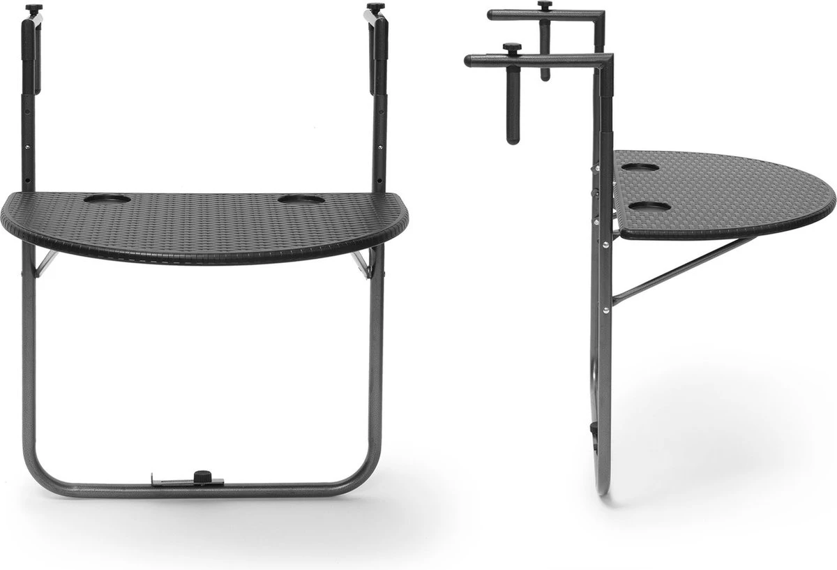 Relaxdays Balkontafel Inklapbaar, Balkon Tafel Rotan, Hangtafel Reling - Zwart 12 Relaxdays Balkontafel Inklapbaar, Balkon Tafel Rotan, Hangtafel Reling - Zwart - Afbeelding 10